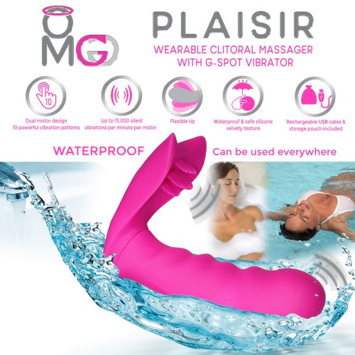 OMG PLAISIR WEARABLE CLITORAL MASSAGER W/ G-SPOT VIBRATOR PINK