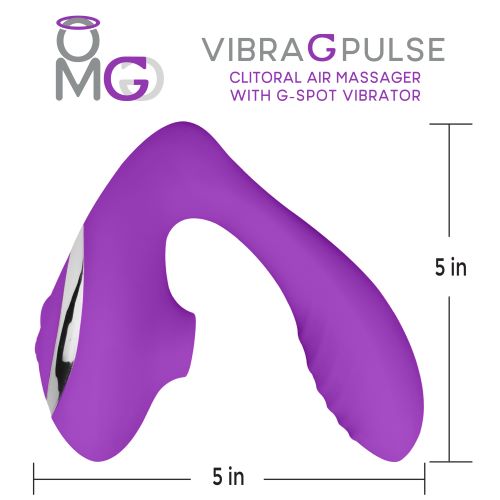 OMG VIBRA G PULSE CLITORAL SUCTION MASSAGER W/ G-SPOT VIBRATOR PURPLE