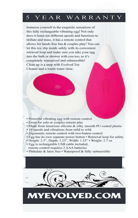 EVOLVED EGG PINK VIBRATOR W/ REMOTE CONTROL